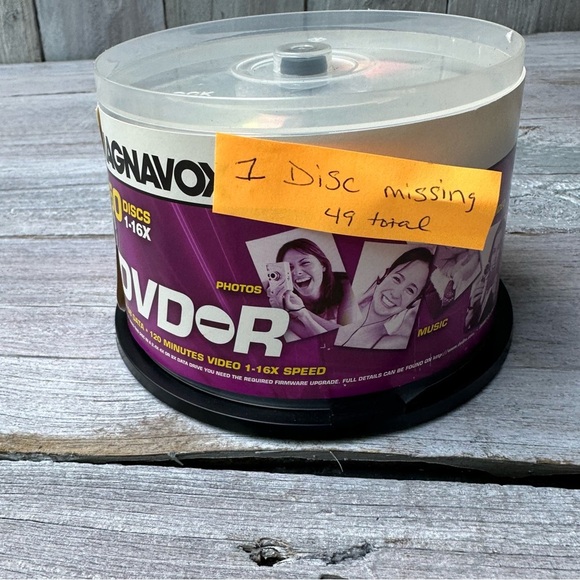 Magnavox DVD-R 50 Disc Pack 4.7 GB Data 120 mins Video 1-16X Speed Open Has 49 - Picture 4 of 4